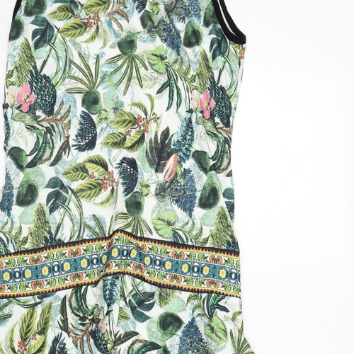 HEINE Womens Multicoloured Geometric Polyester Fit & Flare Size 12 Round Neck Pullover - Leaf and Flower Print
