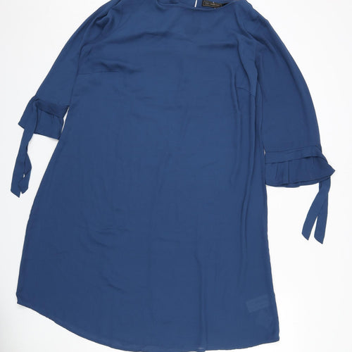 bpc Womens Blue Polyester A-Line Size 18 Boat Neck Button