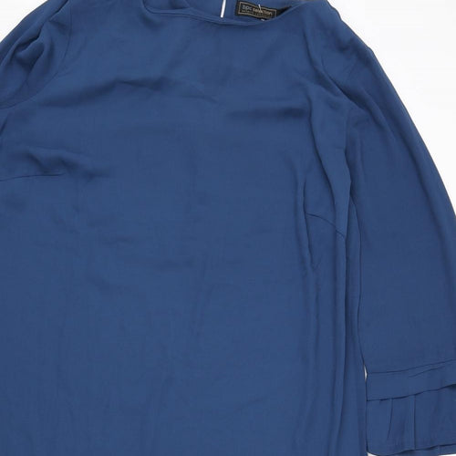 bpc Womens Blue Polyester A-Line Size 18 Boat Neck Button
