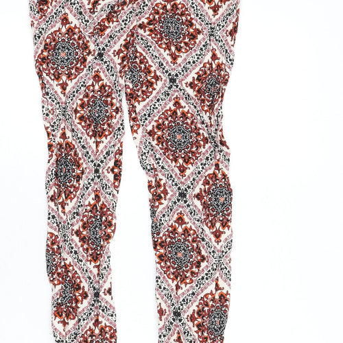 Dorothy Perkins Womens Multicoloured Geometric Viscose Trousers Size 8 L25 in Regular - Belt Included