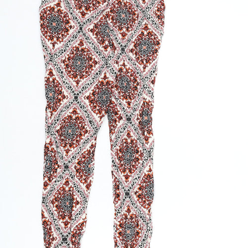Dorothy Perkins Womens Multicoloured Geometric Viscose Trousers Size 8 L25 in Regular - Belt Included