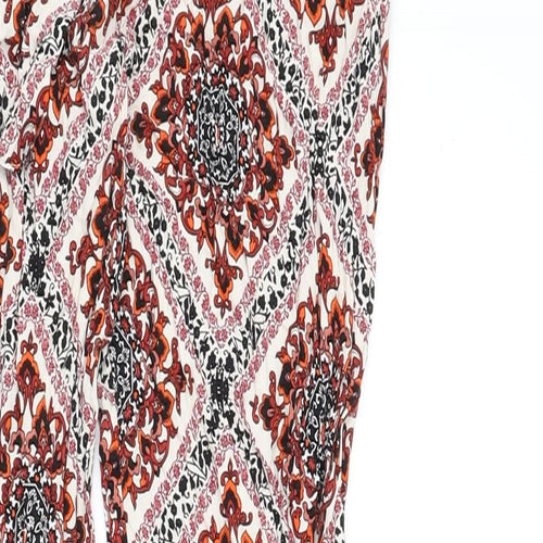 Dorothy Perkins Womens Multicoloured Geometric Viscose Trousers Size 8 L25 in Regular - Belt Included