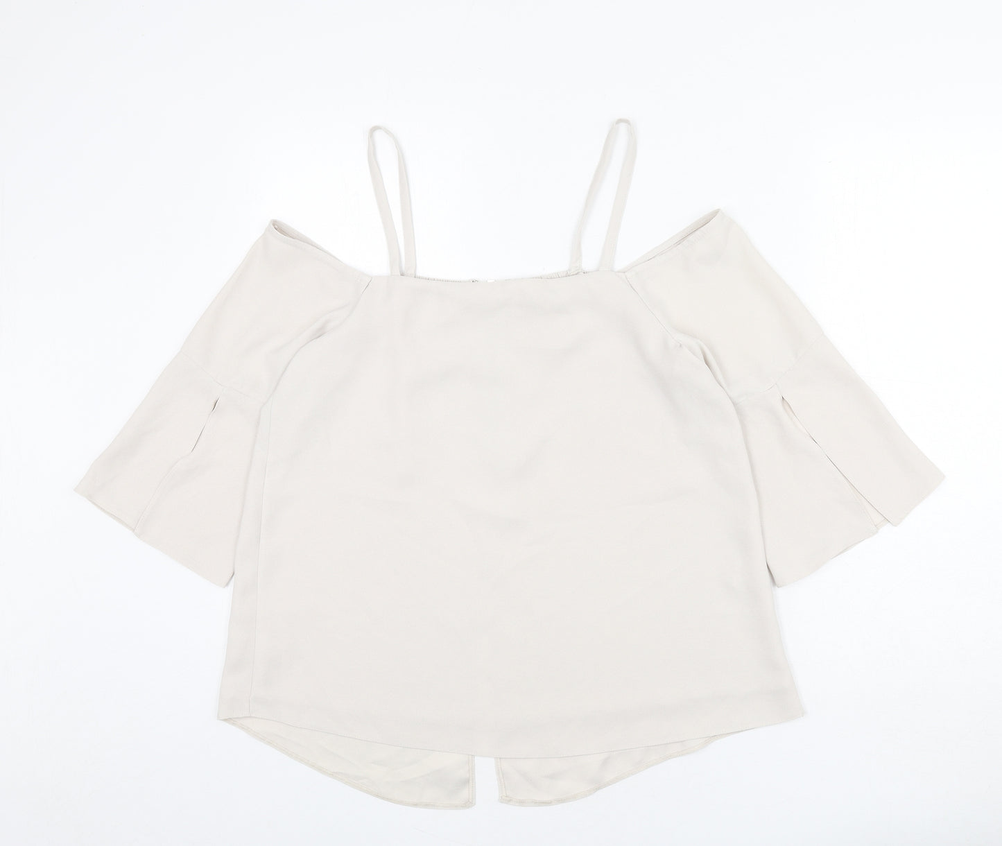 River Island Womens Beige Polyester Basic Blouse Size 12 Square Neck - Slit