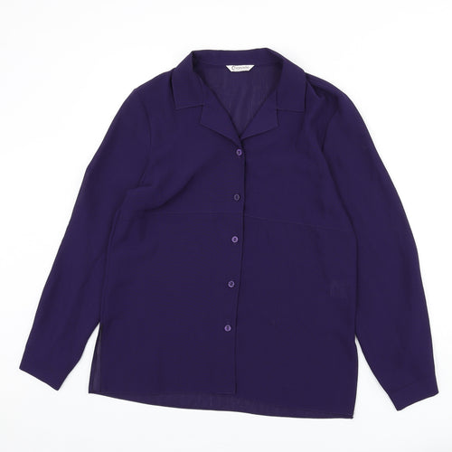 Chanade Womens Purple Polyester Basic Button-Up Size 12 Collared