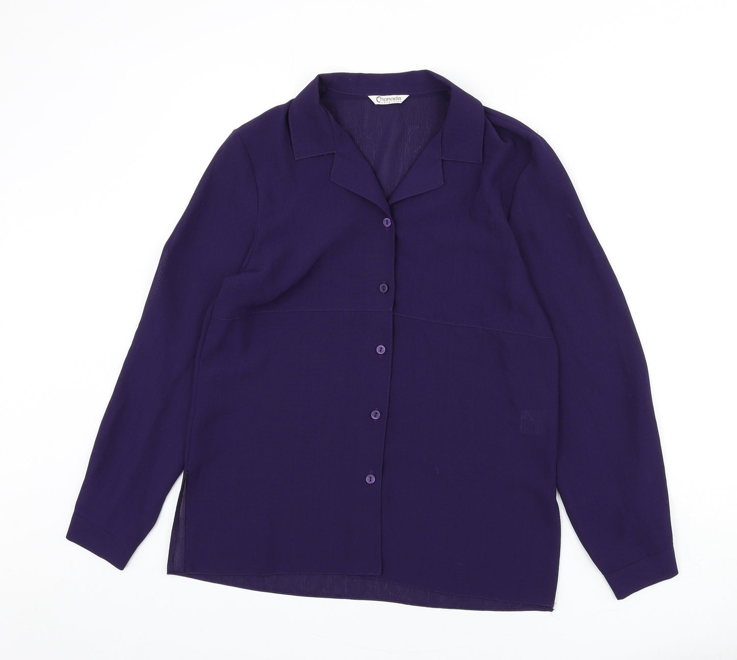 Chanade Womens Purple Polyester Basic Button-Up Size 12 Collared