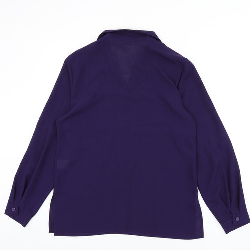 Chanade Womens Purple Polyester Basic Button-Up Size 12 Collared