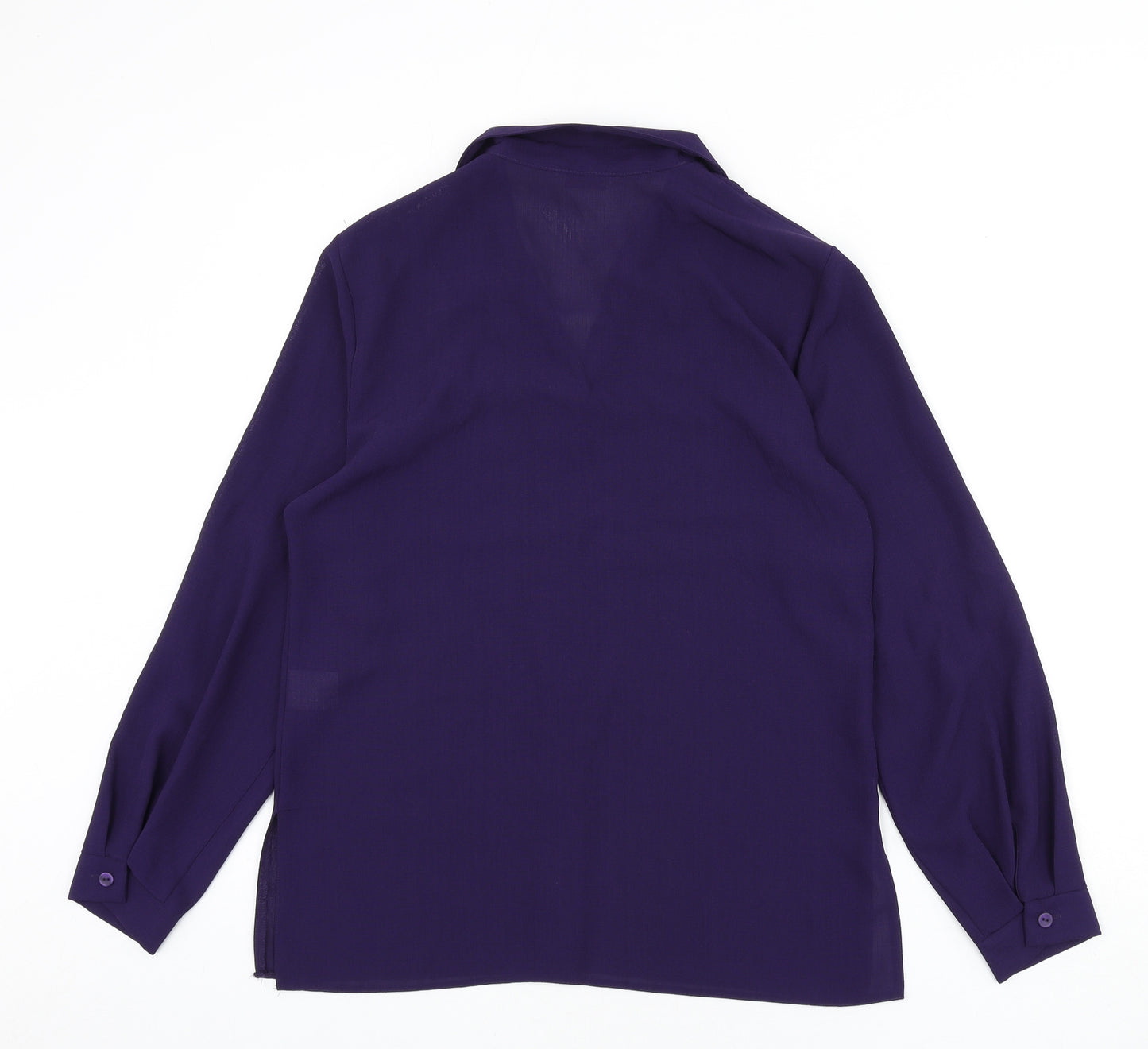 Chanade Womens Purple Polyester Basic Button-Up Size 12 Collared