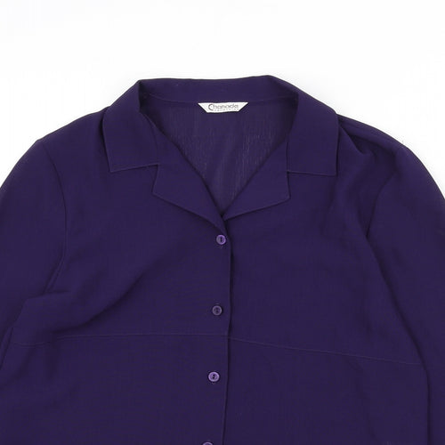 Chanade Womens Purple Polyester Basic Button-Up Size 12 Collared