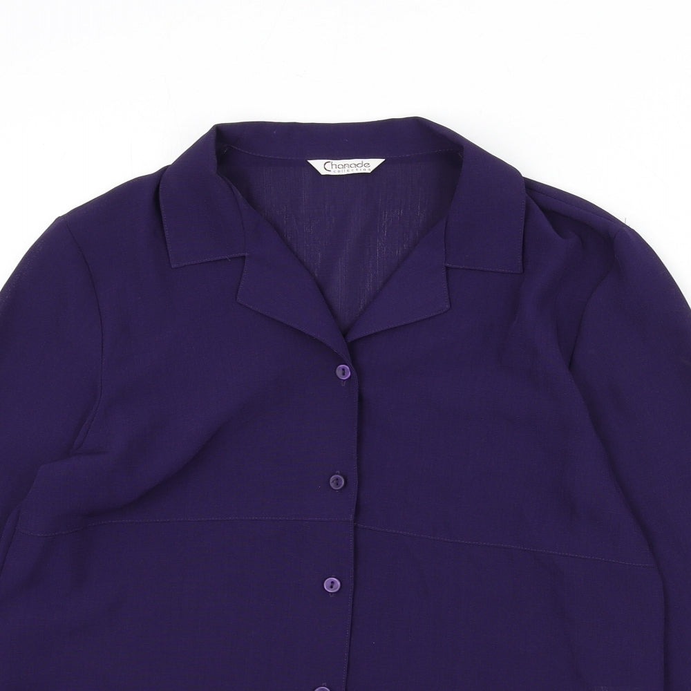 Chanade Womens Purple Polyester Basic Button-Up Size 12 Collared