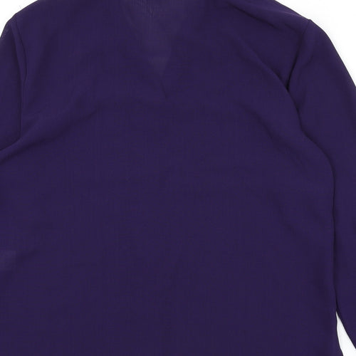 Chanade Womens Purple Polyester Basic Button-Up Size 12 Collared