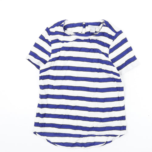 H&M Womens Multicoloured Striped Viscose Basic Blouse Size 12 Round Neck
