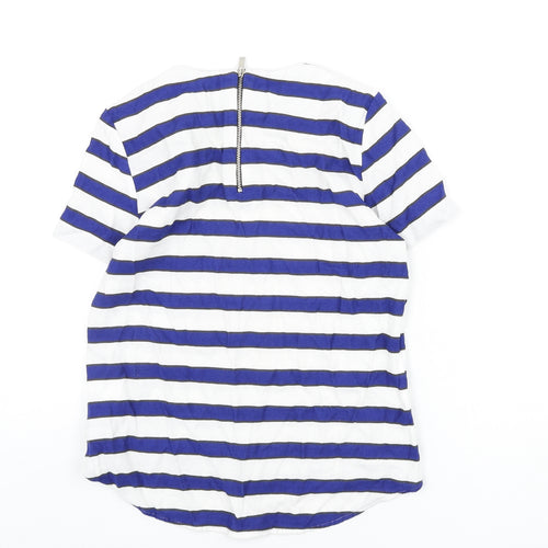 H&M Womens Multicoloured Striped Viscose Basic Blouse Size 12 Round Neck