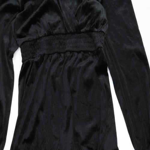 Knox Rose Womens Black Polyester Fit & Flare Size M V-Neck Tie