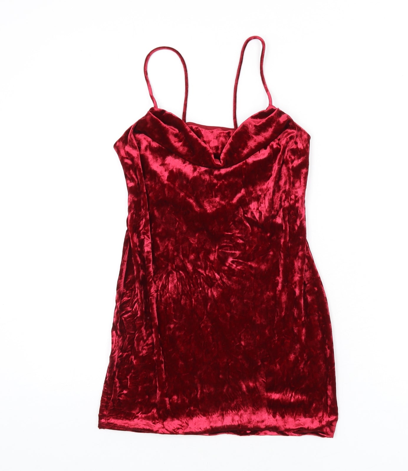 Topshop Womens Red Polyester Mini Size 6 Cowl Neck Tie