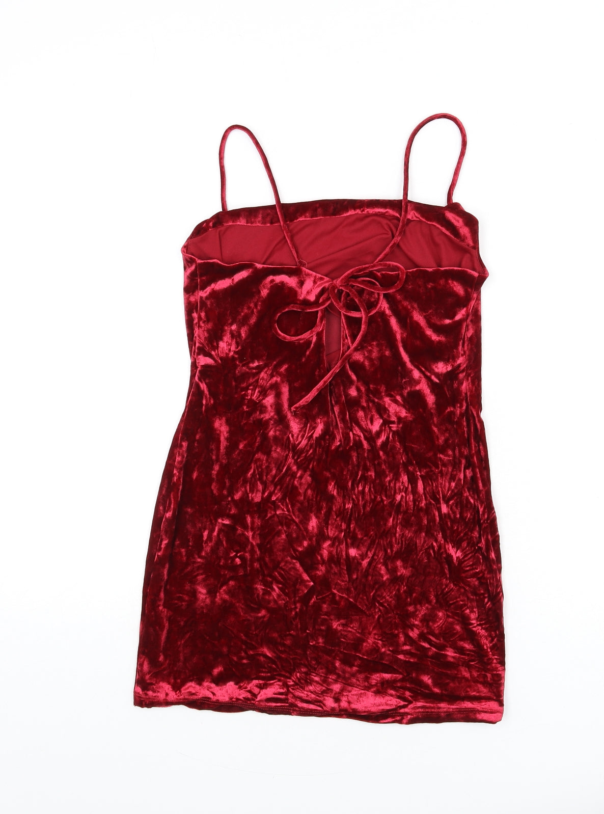 Topshop Womens Red Polyester Mini Size 6 Cowl Neck Tie