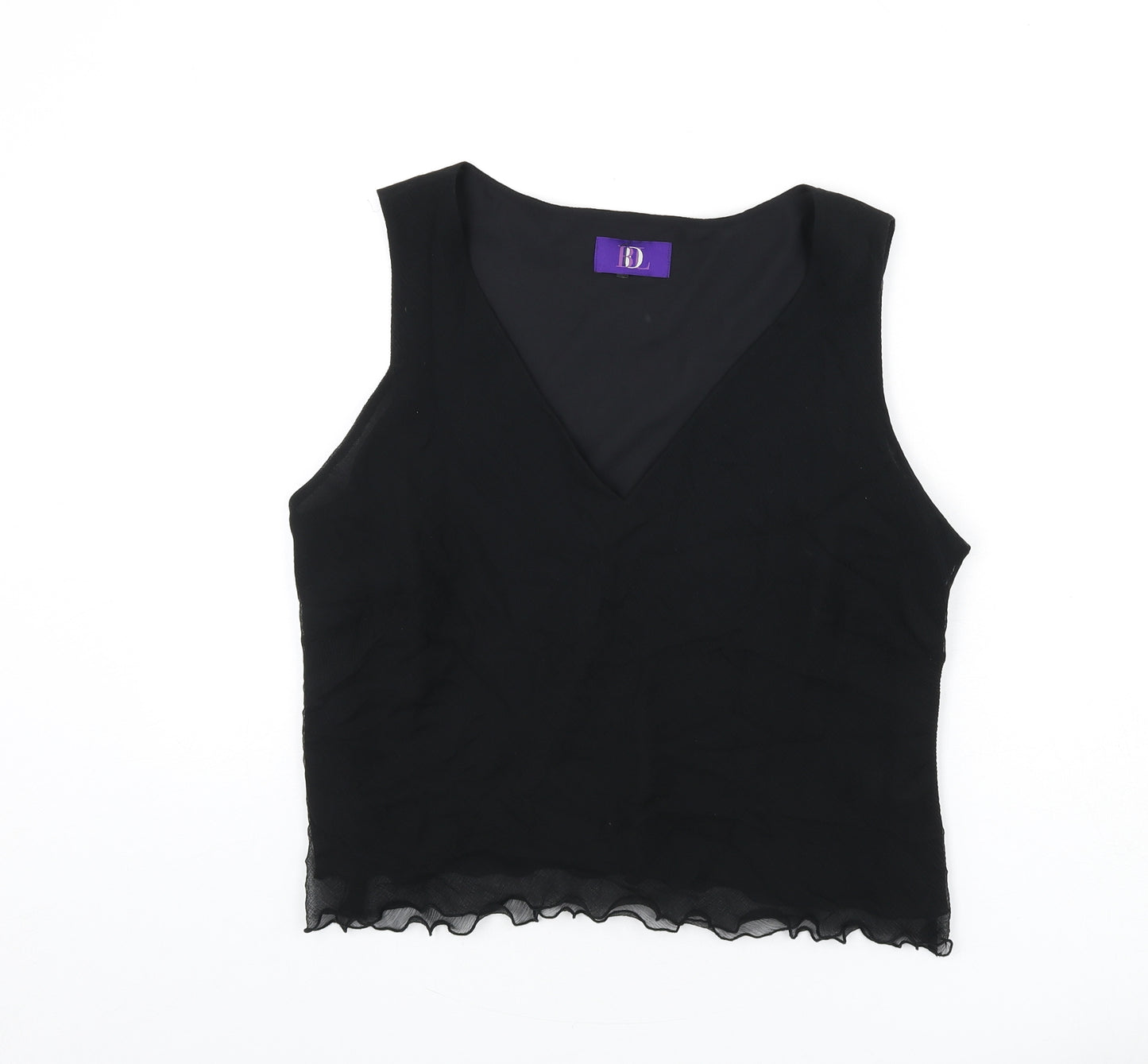 Debenhams Womens Black Silk Cropped Tank Size 18 V-Neck