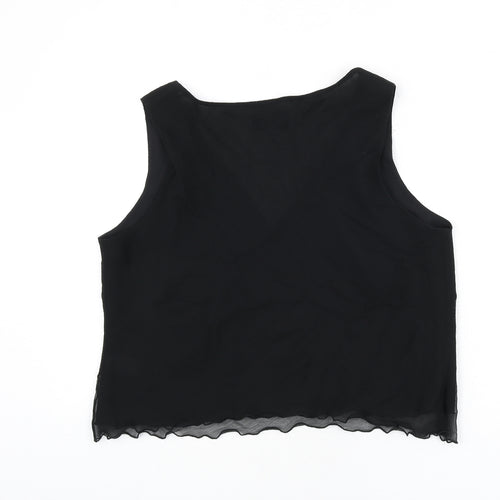 Debenhams Womens Black Silk Cropped Tank Size 18 V-Neck