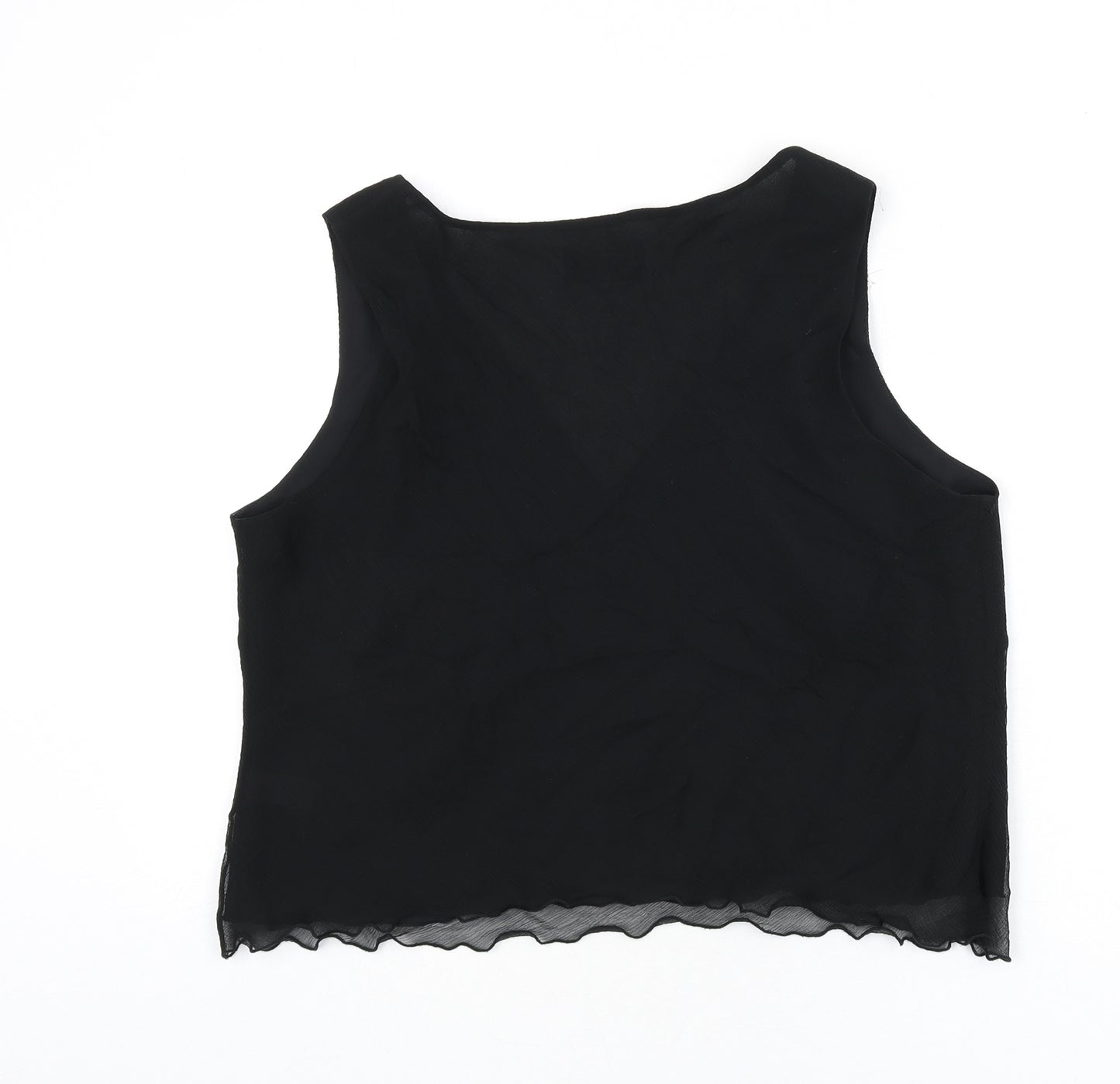 Debenhams Womens Black Silk Cropped Tank Size 18 V-Neck
