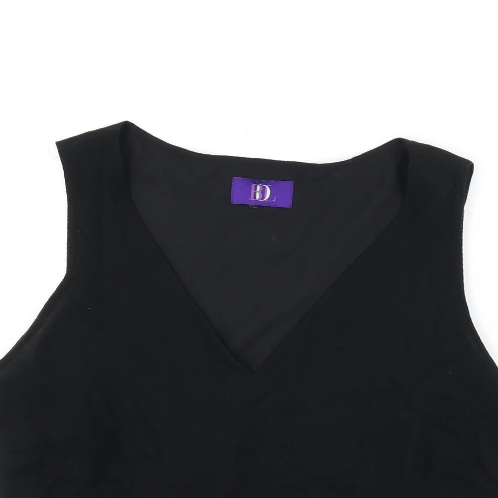 Debenhams Womens Black Silk Cropped Tank Size 18 V-Neck