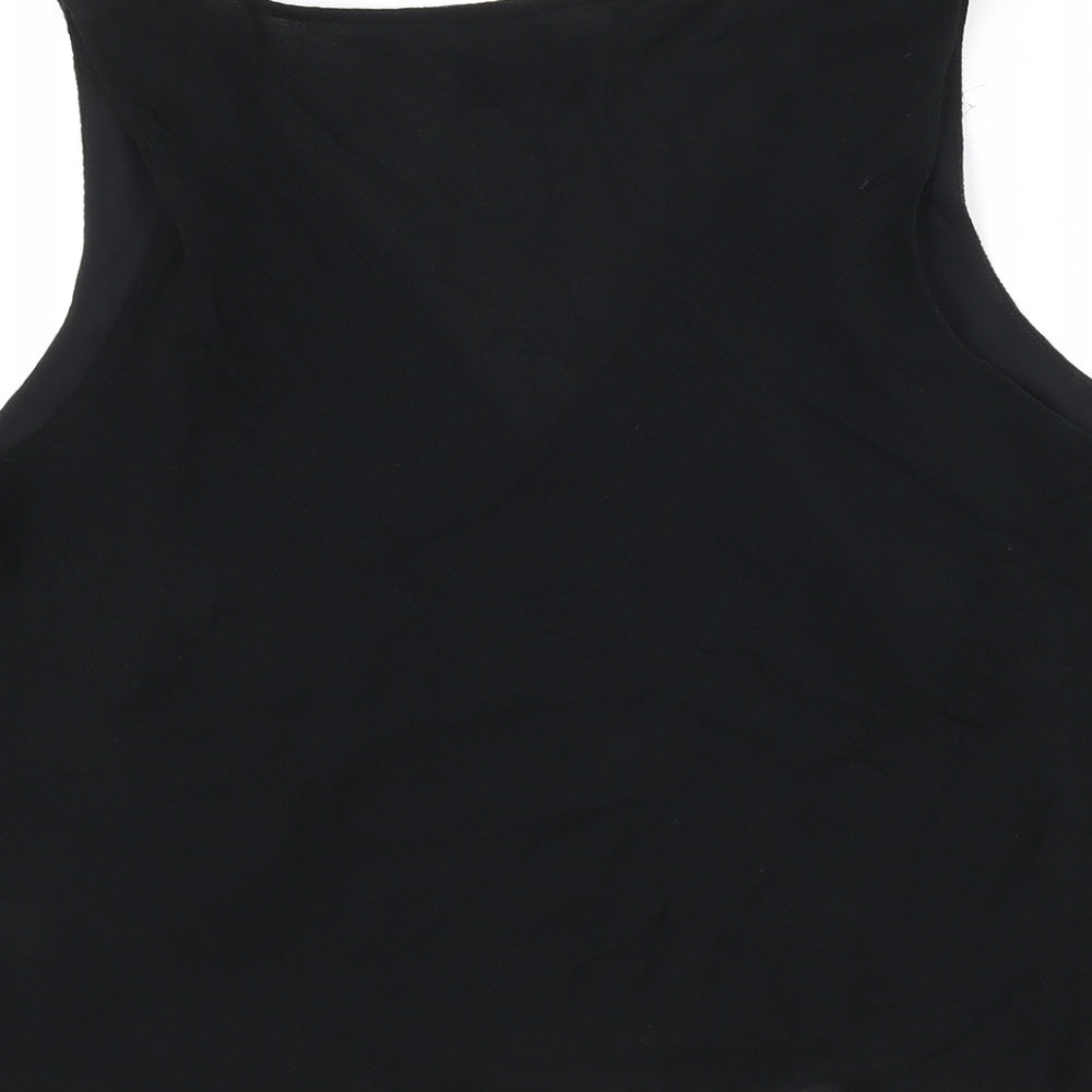 Debenhams Womens Black Silk Cropped Tank Size 18 V-Neck