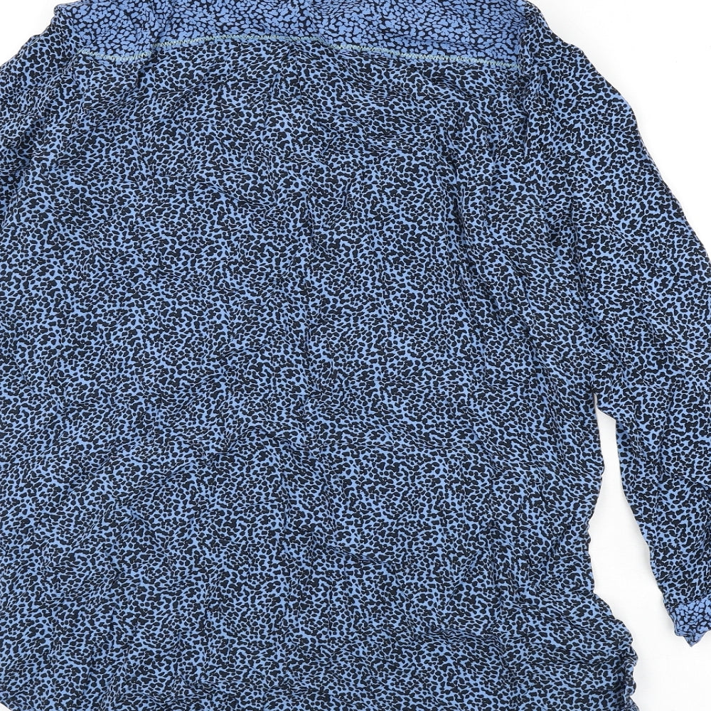 White Stuff Womens Blue Geometric Viscose Basic Button-Up Size 12 Collared