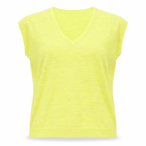 TEMT Womens Yellow V-Neck Acrylic Vest Jumper Size S