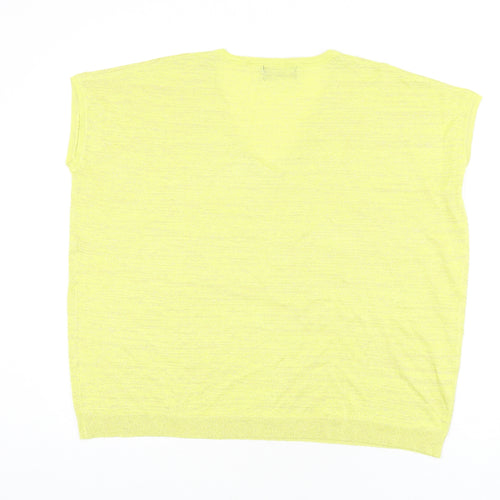 TEMT Womens Yellow V-Neck Acrylic Vest Jumper Size S