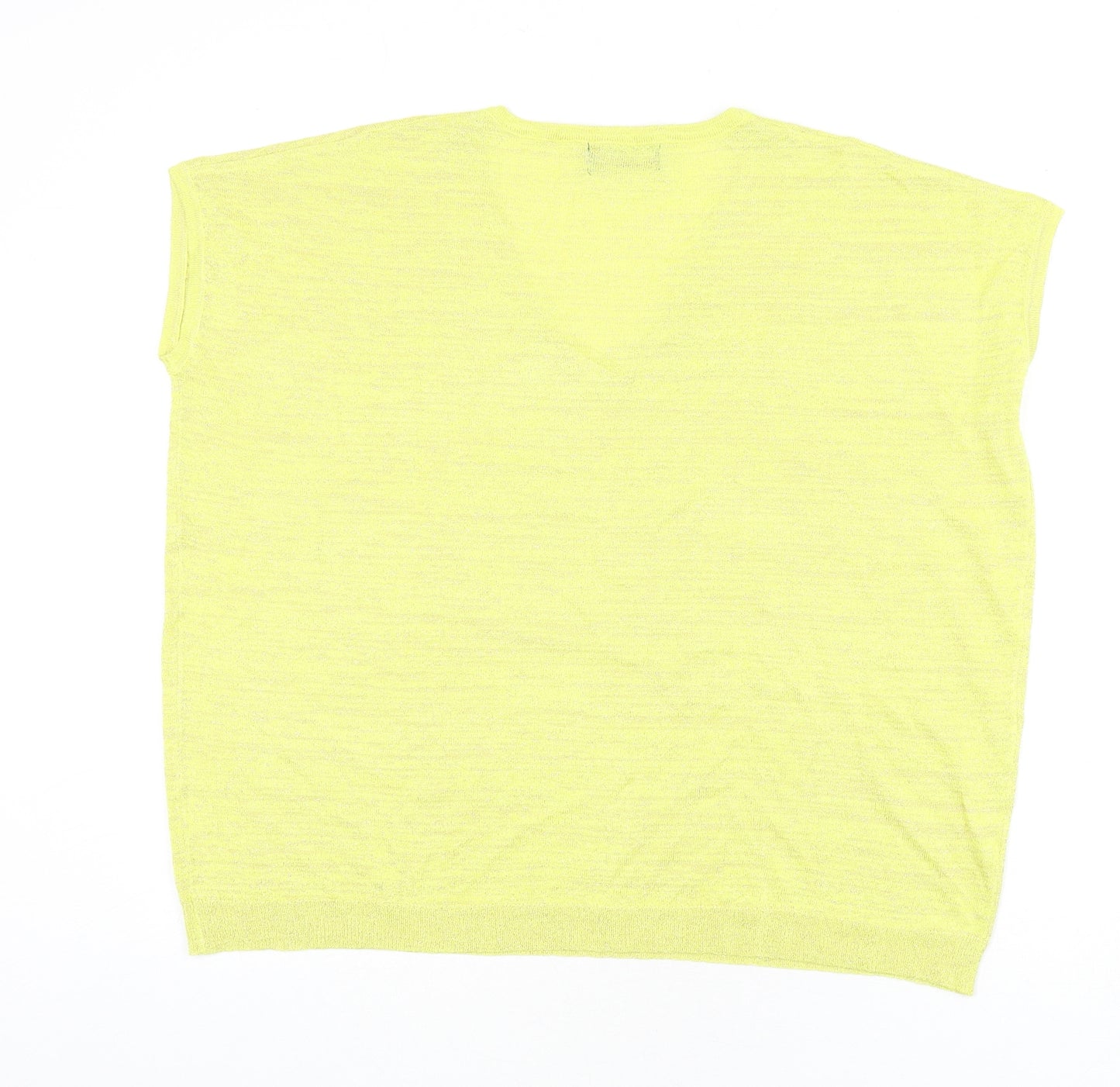 TEMT Womens Yellow V-Neck Acrylic Vest Jumper Size S