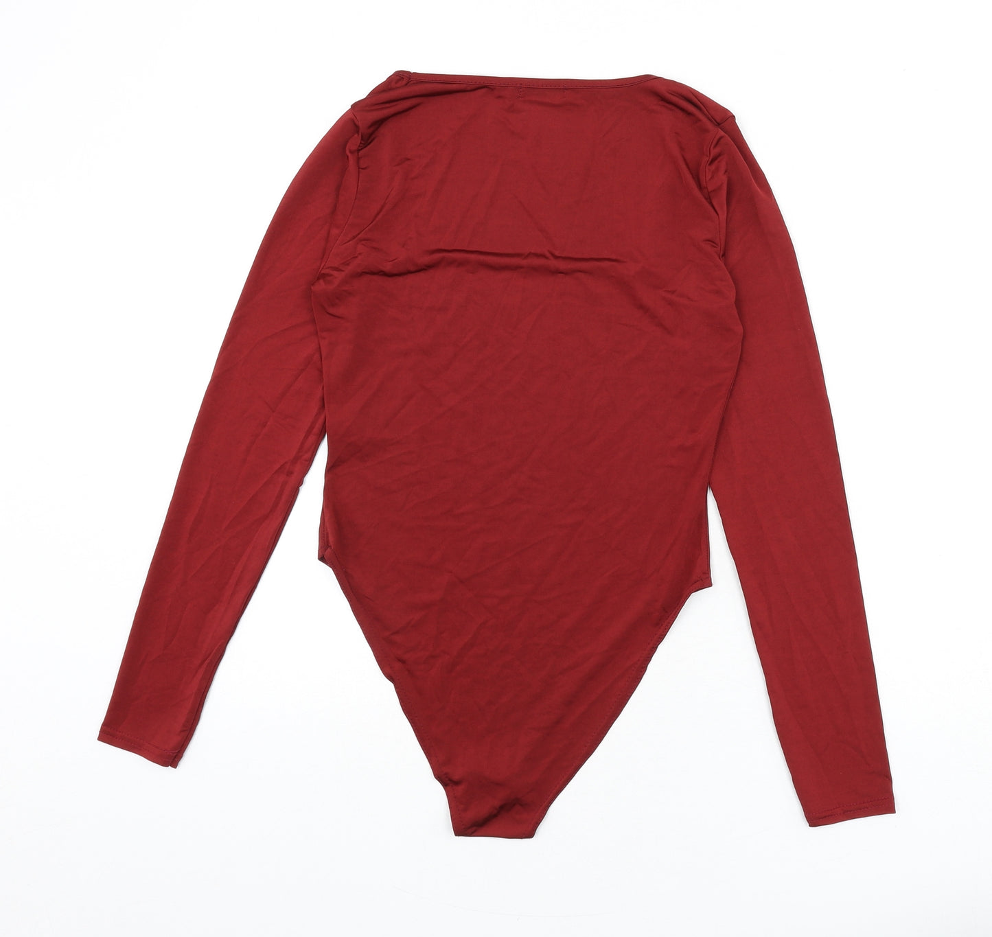 Boohoo Womens Red Polyester Bodysuit One-Piece Size 10 Snap