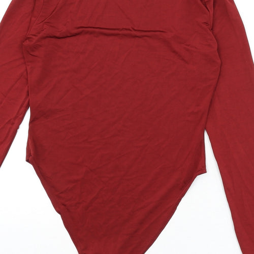 Boohoo Womens Red Polyester Bodysuit One-Piece Size 10 Snap