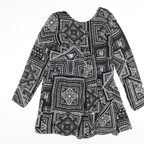 Miss Selfridge Womens Black Geometric Polyester Romper One-Piece Size 12 L3 in Zip