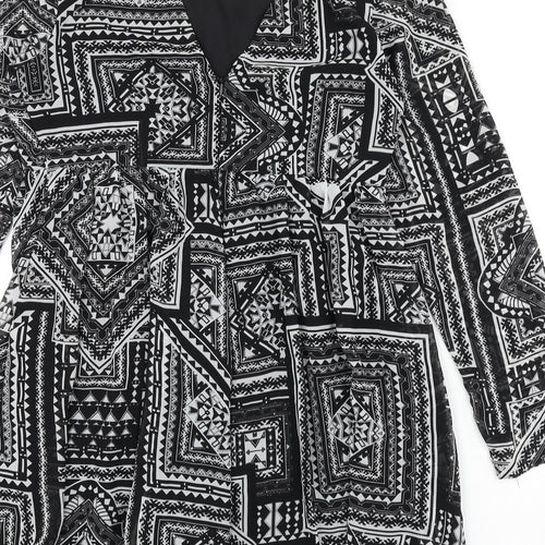 Miss Selfridge Womens Black Geometric Polyester Romper One-Piece Size 12 L3 in Zip
