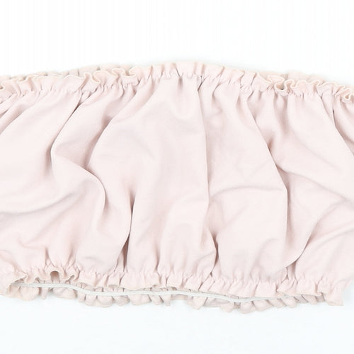 New Look Womens Pink Polyester Cropped T-Shirt Size 10 Off the Shoulder - Tie Sleeve Detail, Bardot