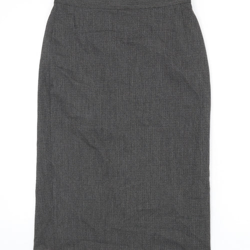 Marks and Spencer Womens Black Polyester Straight & Pencil Skirt Size 10 Zip - Slit