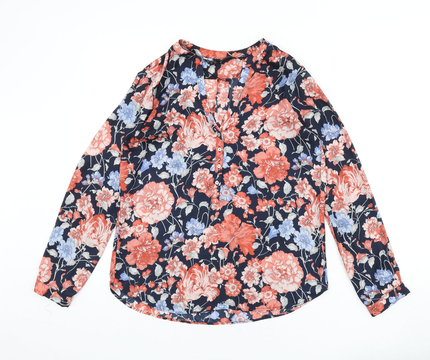 Zara Womens Multicoloured Floral Polyester Basic Blouse Size S V-Neck