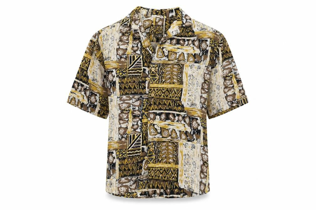 Pull&Bear Mens Multicoloured Geometric Viscose Button-Up Size XS Collared Button