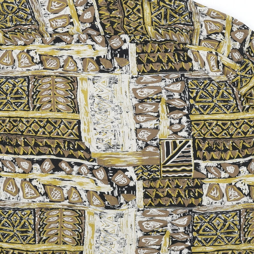 Pull&Bear Mens Multicoloured Geometric Viscose Button-Up Size XS Collared Button