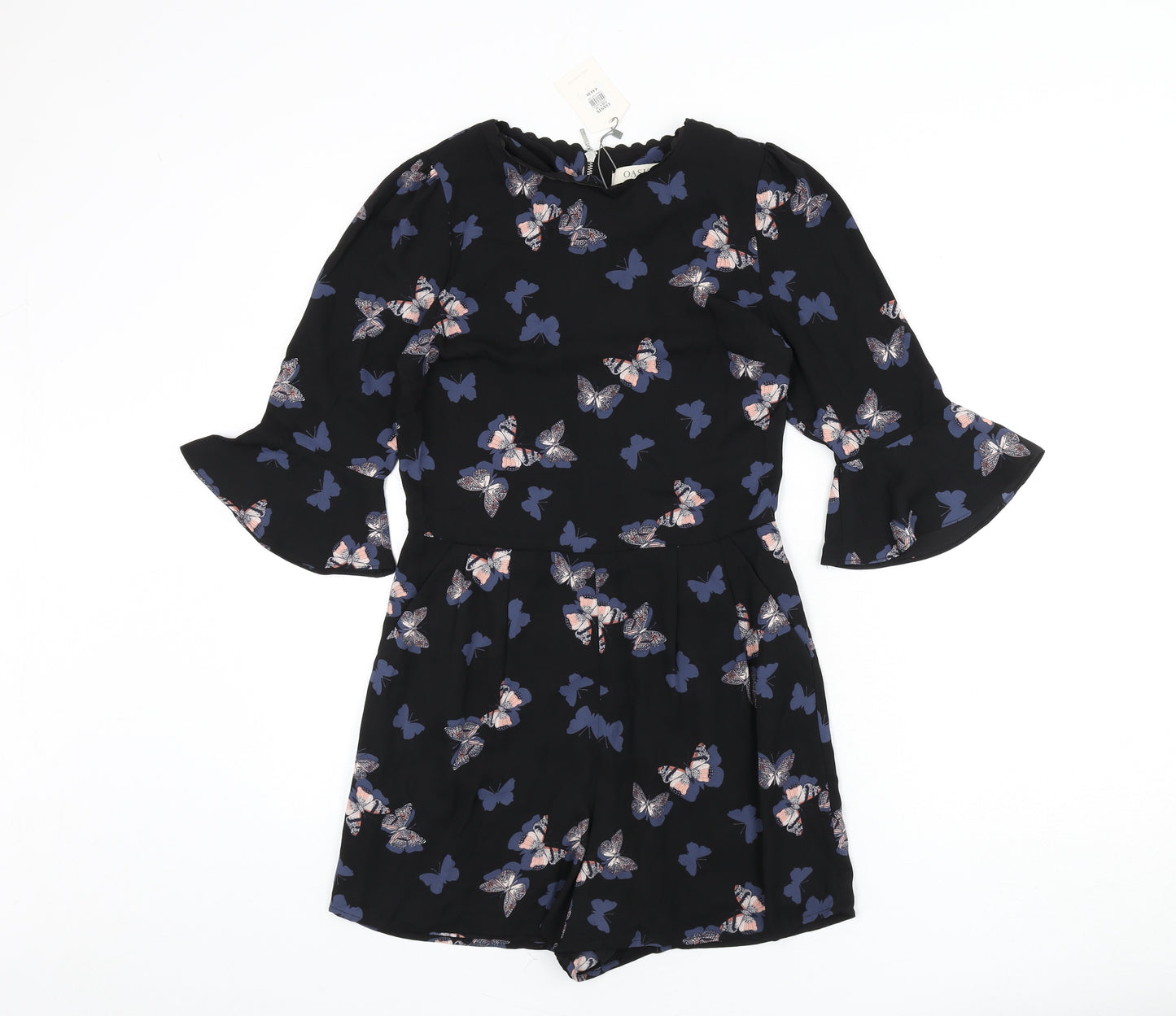 Oasis Womens Black Geometric Polyester Romper One-Piece Size 6 L3 in Zip
