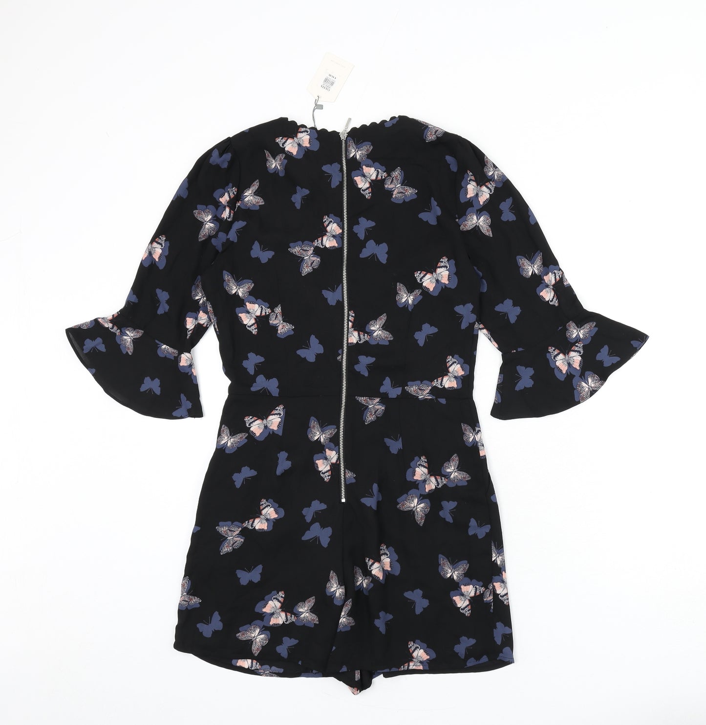 Oasis Womens Black Geometric Polyester Romper One-Piece Size 6 L3 in Zip