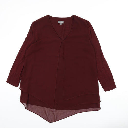 Phase Eight Womens Red Polyester Basic Blouse Size 10 V-Neck