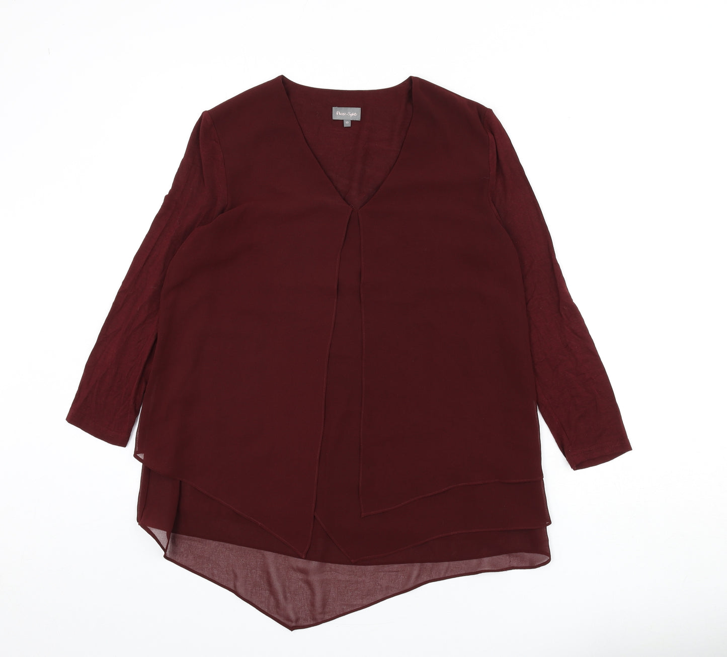 Phase Eight Womens Red Polyester Basic Blouse Size 10 V-Neck