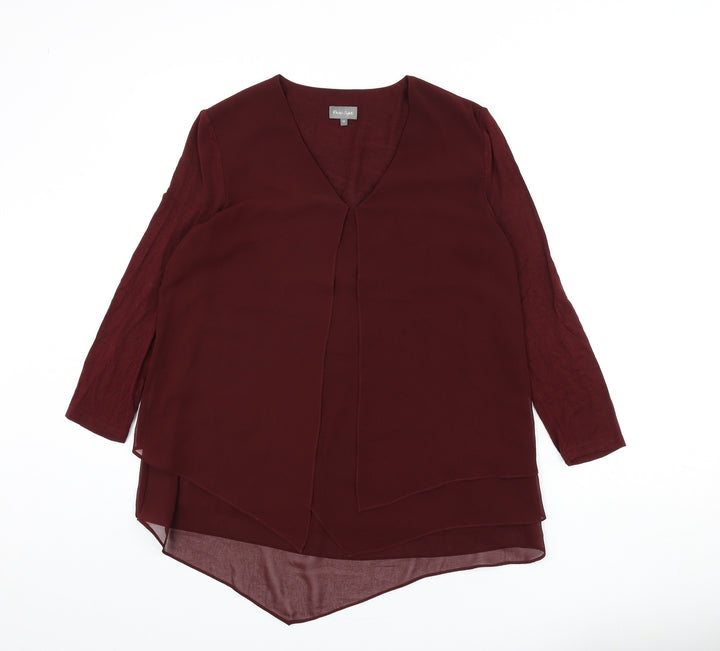 Phase Eight Womens Red Polyester Basic Blouse Size 10 V-Neck