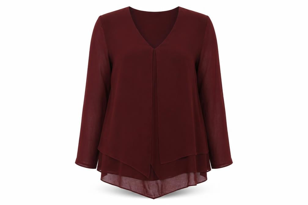 Phase Eight Womens Red Polyester Basic Blouse Size 10 V-Neck