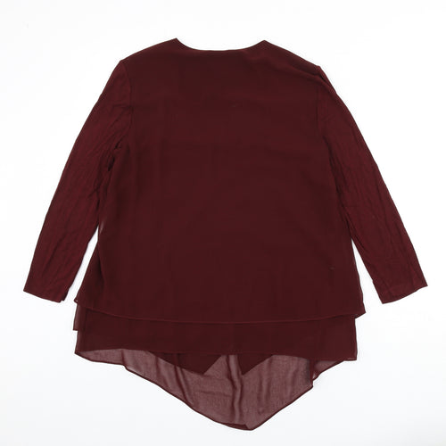 Phase Eight Womens Red Polyester Basic Blouse Size 10 V-Neck