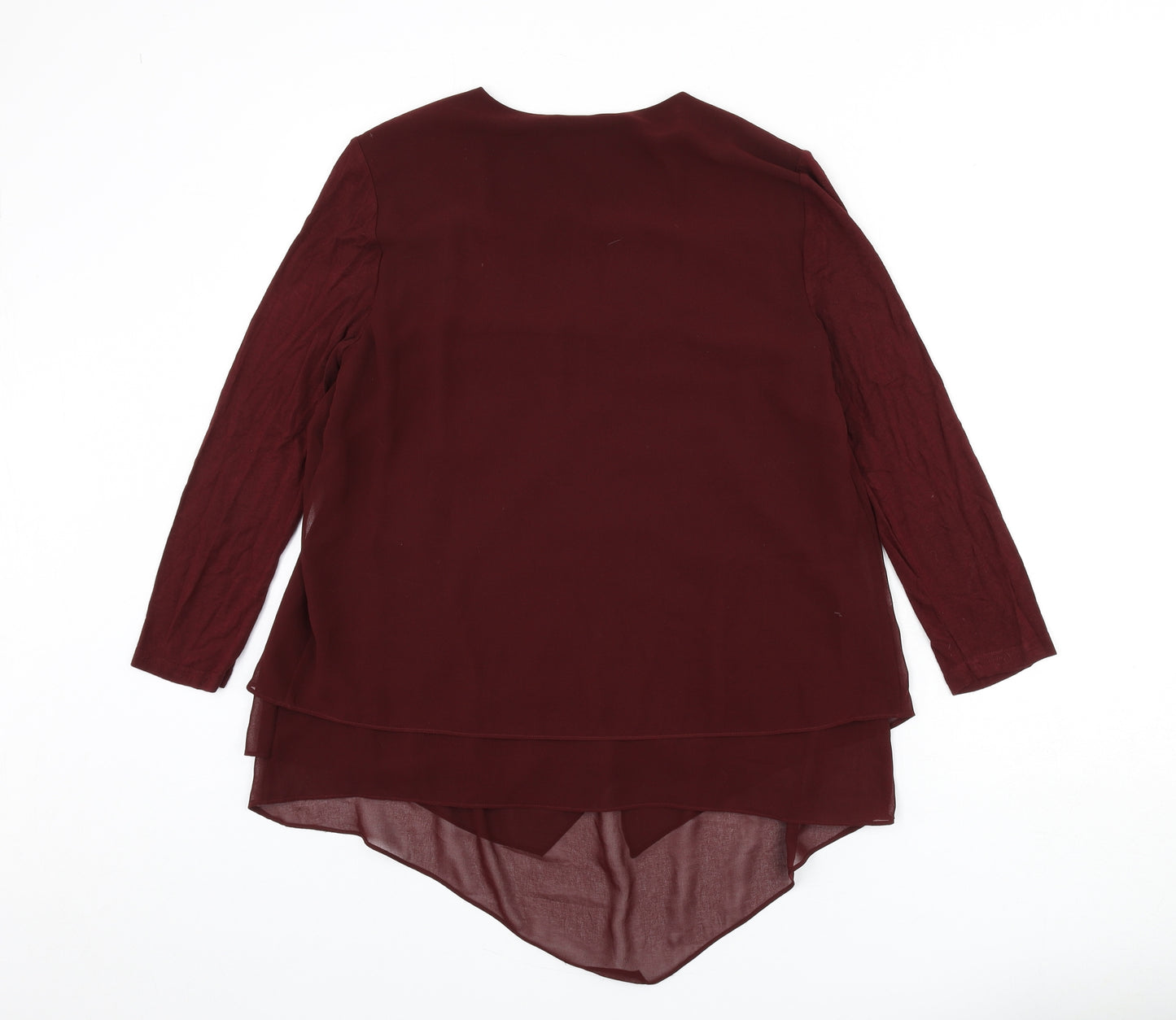 Phase Eight Womens Red Polyester Basic Blouse Size 10 V-Neck