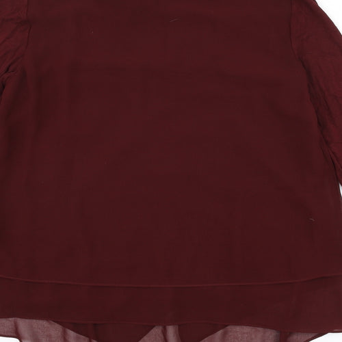 Phase Eight Womens Red Polyester Basic Blouse Size 10 V-Neck