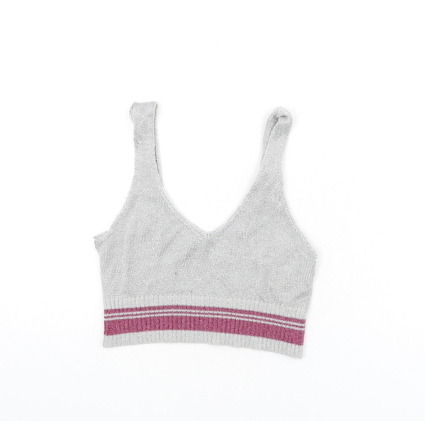Topshop Womens Silver Polyester Camisole Tank Size 14 V-Neck - Cropped
