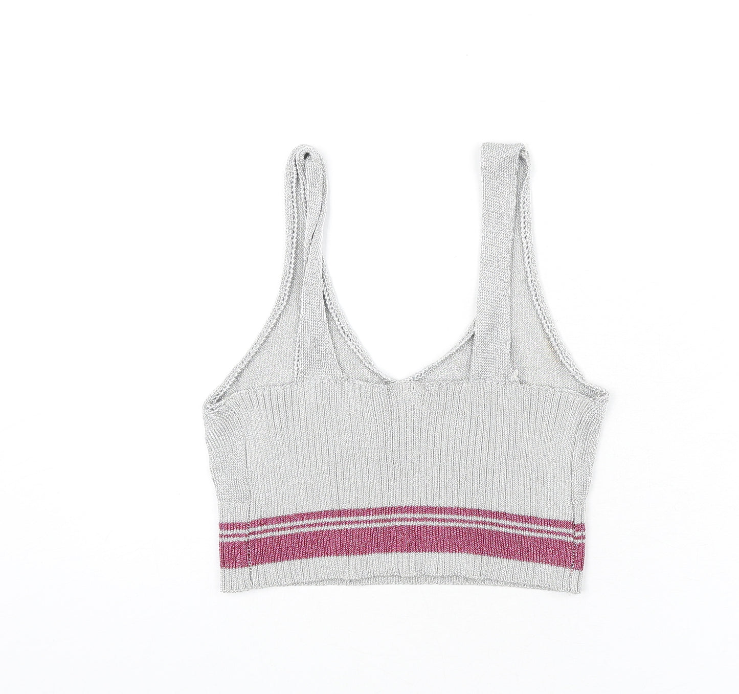Topshop Womens Silver Polyester Camisole Tank Size 14 V-Neck - Cropped