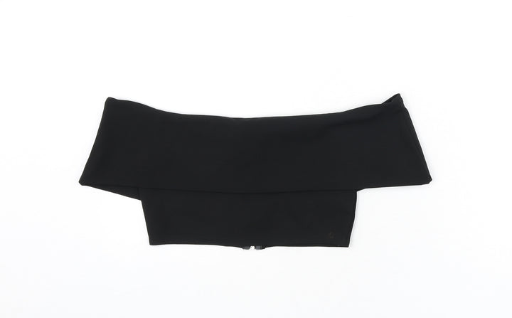 Missguided Womens Black Polyester Cropped Blouse Size 10 Off the Shoulder - Bardot, Cropped