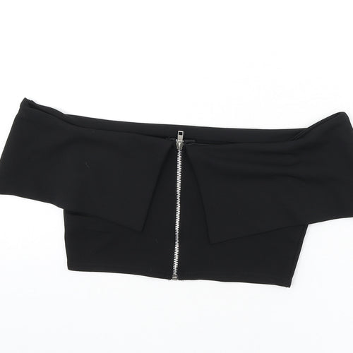 Missguided Womens Black Polyester Cropped Blouse Size 10 Off the Shoulder - Bardot, Cropped